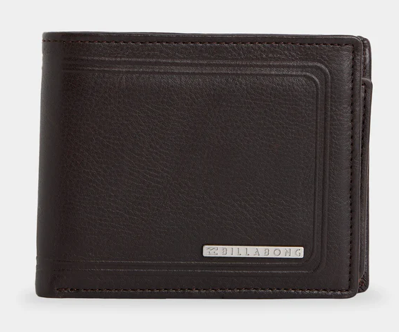 Billabong Scope 2 in 1 Leather Wallet in java from front