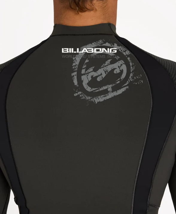Billabong 1mm Ultra Long Sleeve Wetsuit Vest in black on model from the rear close up