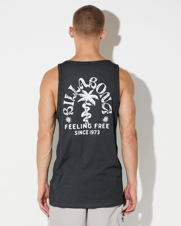 Billabong Big Wave Shaz Tank in black on model from the back
