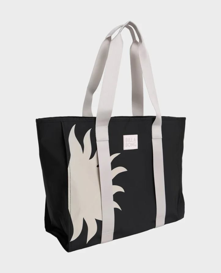 Billabong Keenie Tote Bag in black with white detail from front