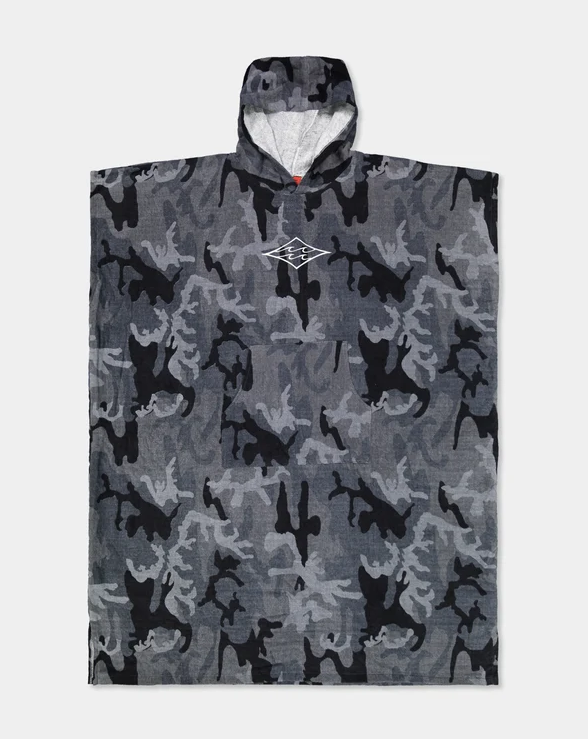 Billabong Mens Hooded Towel in grey camo from the front