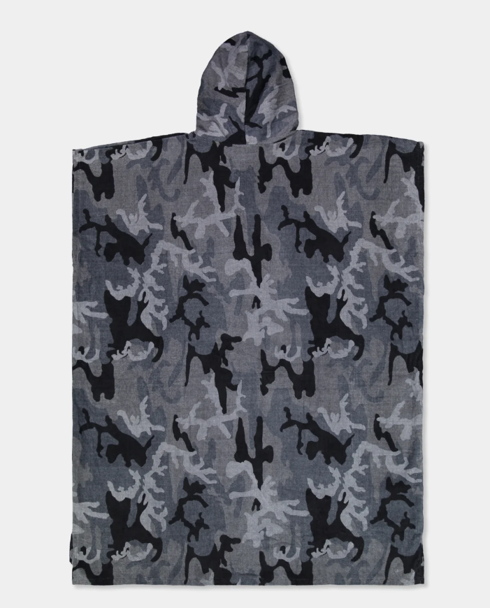 Billabong Mens Hooded Towel in grey camo from the back