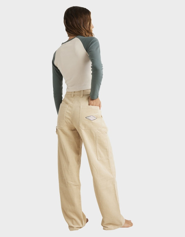 Billabong Tones Collet Capenter Pants
in colour oat on model back veiw