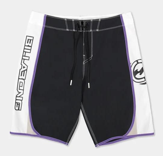 Billabong Spec Dbah Pro 21" Men's Boardshorts in black and white flatlay from front