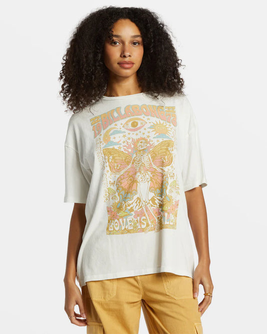 Billabong Love Is All Tee in salt crystal front veiw