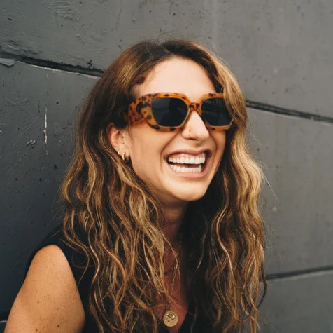 CHPO Brand Hong Kong Unisex Sunglasses in leopard colourway on model with brown hair outside