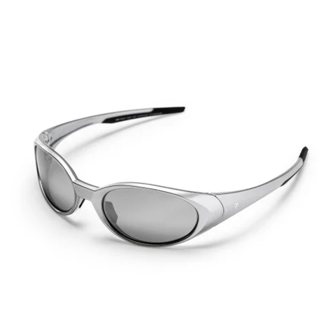CHPO Brand Nori Unisex Sunglasses in silver colourway from the side/front angle