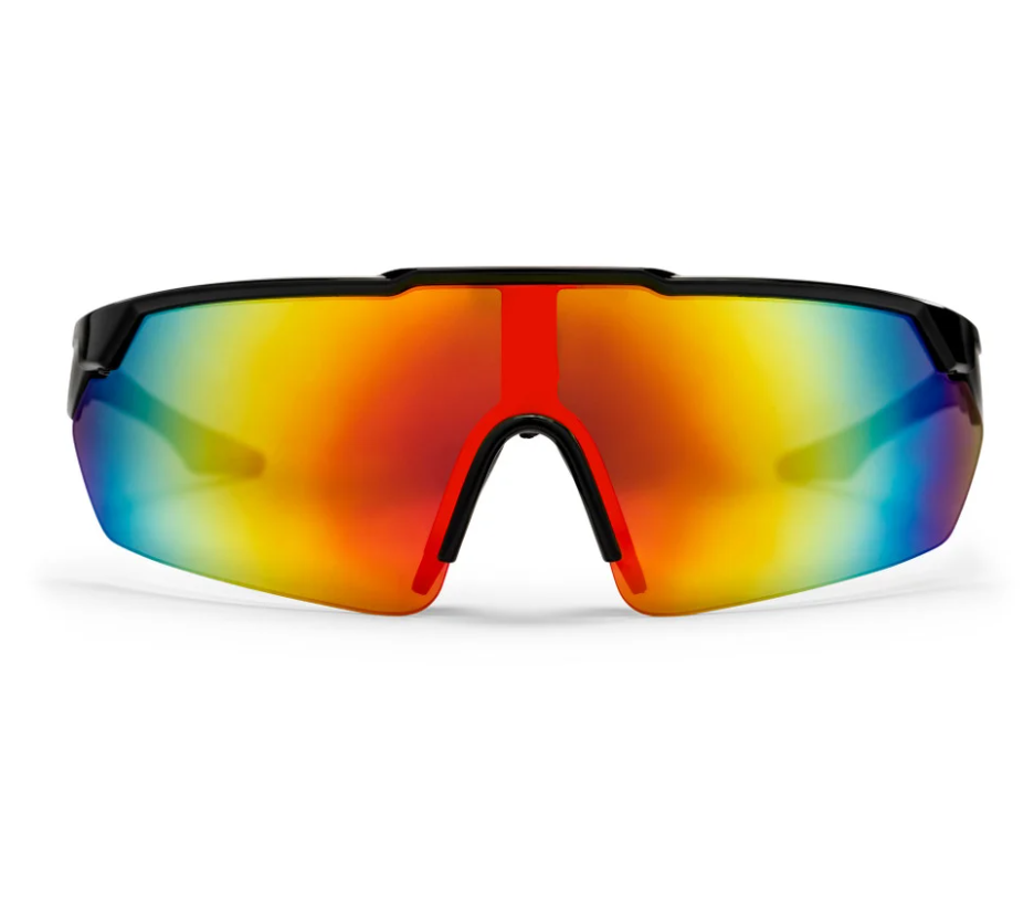 CHPO Brand Soda Sunglasses in black with red mirror lenses from the front