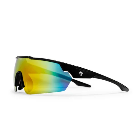 CHPO Brand Soda Sunglasses in black with red mirror lenses from the side