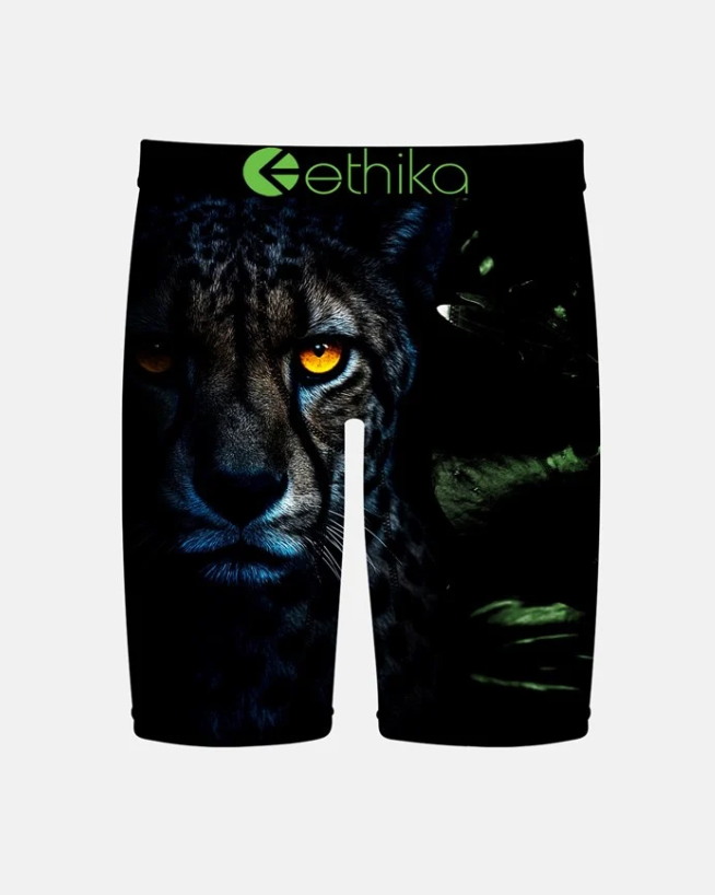Ethika Moonlight Boys Staple Boxers in black cat colourway from the front