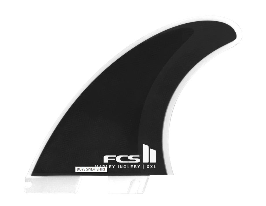 FCS II Harley Longboard PC Tri Fin Set in black showing single fin