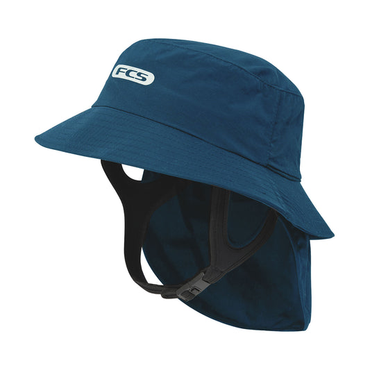 FCS Essential Surf Bucket Hat in teal colourway with legionaire's flap