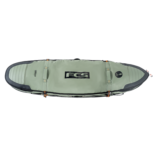 FCS Go-Light 6'3 Travel 2 Shortboard/Fish Double Cover in alpine green wit black trim