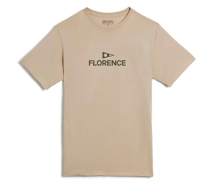 Florence Marine X Logo Tee in tan from front