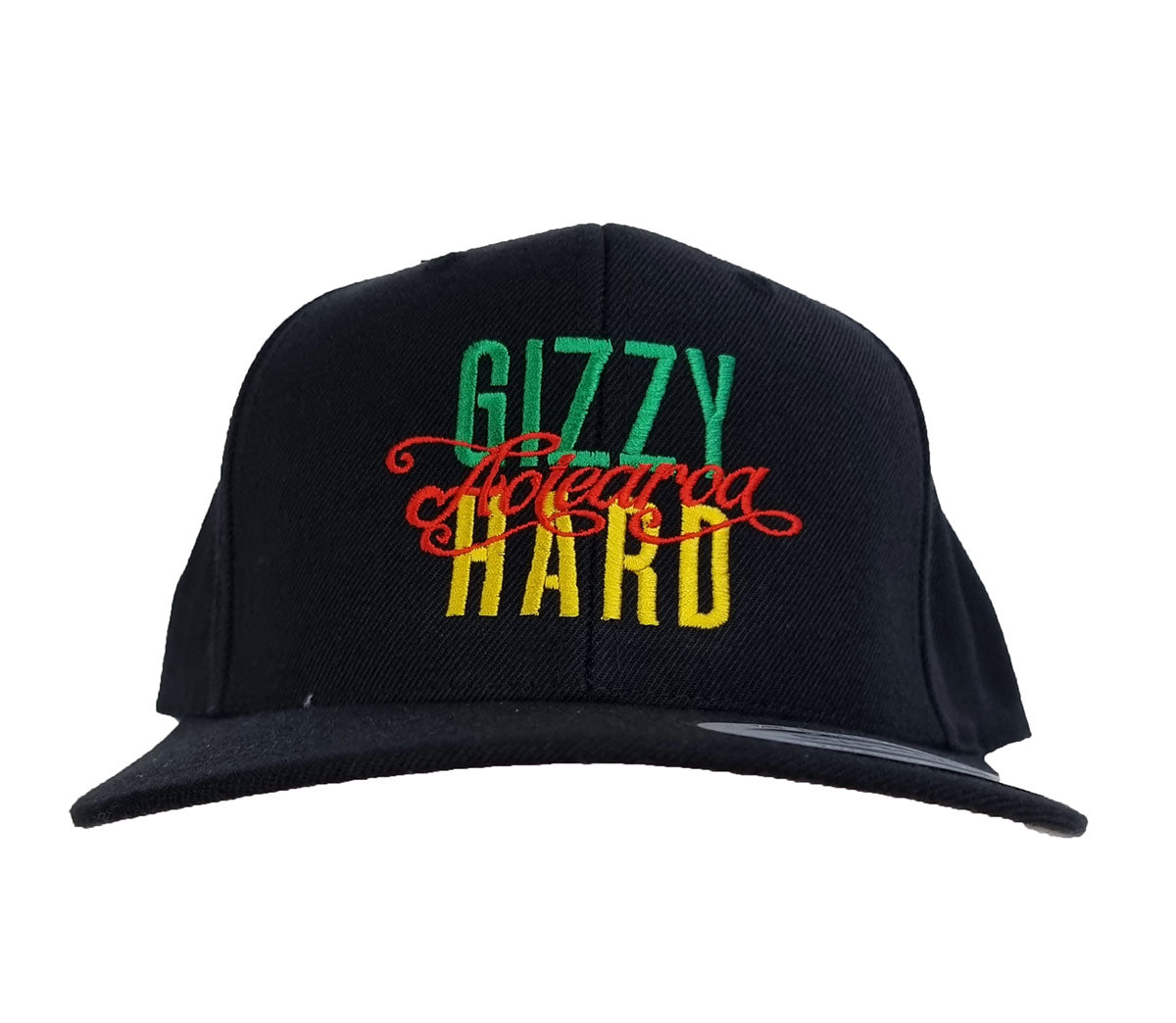 Gizzy Hard Aotearoa Flexfit Curved Peak Cap in black