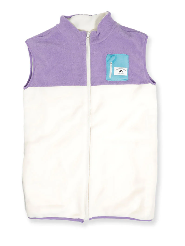 Hello Stranger Girls Adventure Polar Fleece in lavendar and white from front