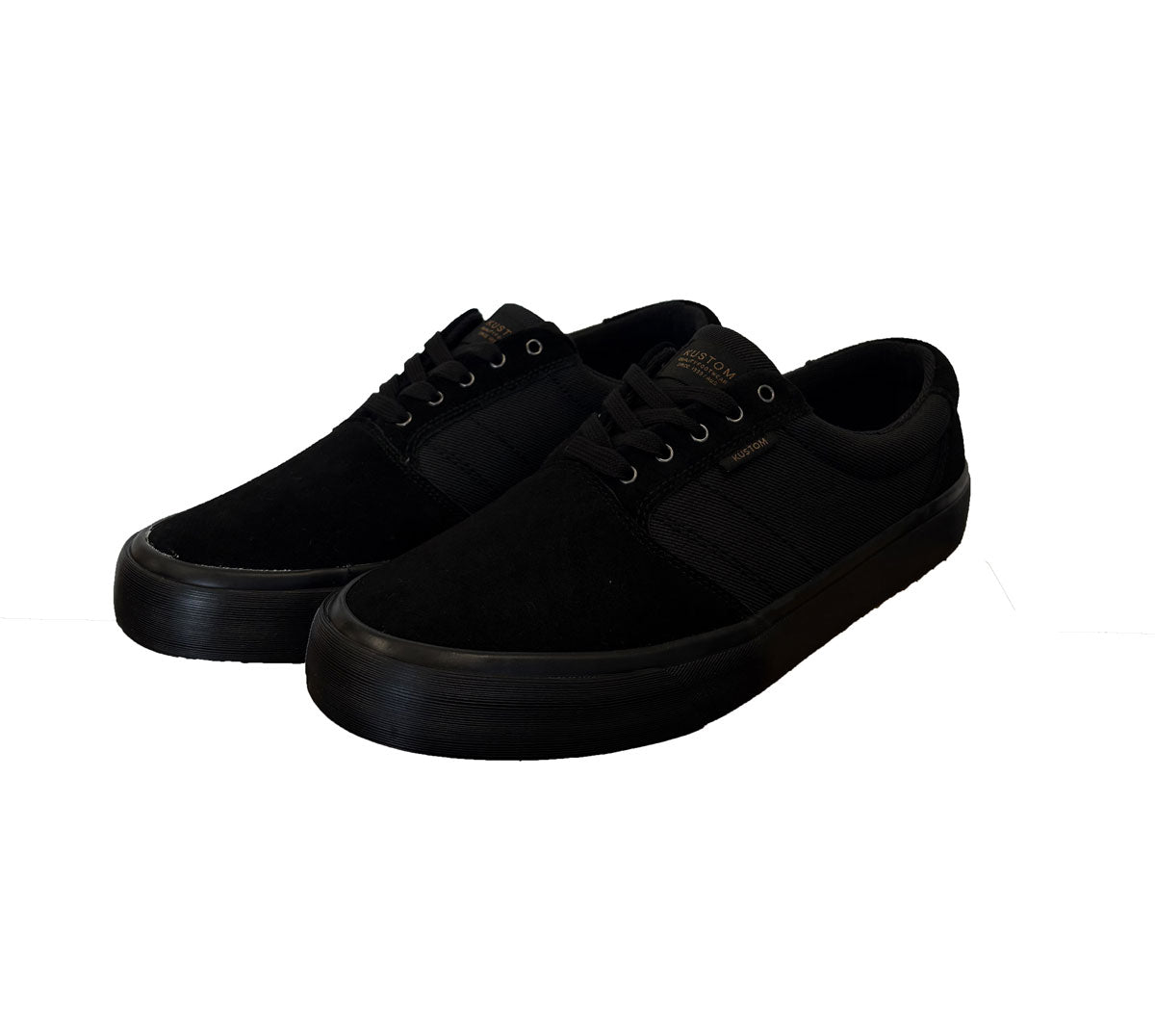 Kustom Area Men's Shoes in all black showing a pair from the side