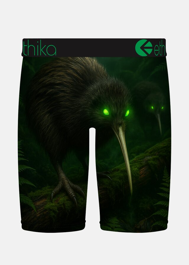 Ethika Mens Fern Phantom Staple Boxers with Kiwi on rear and lazer eyes