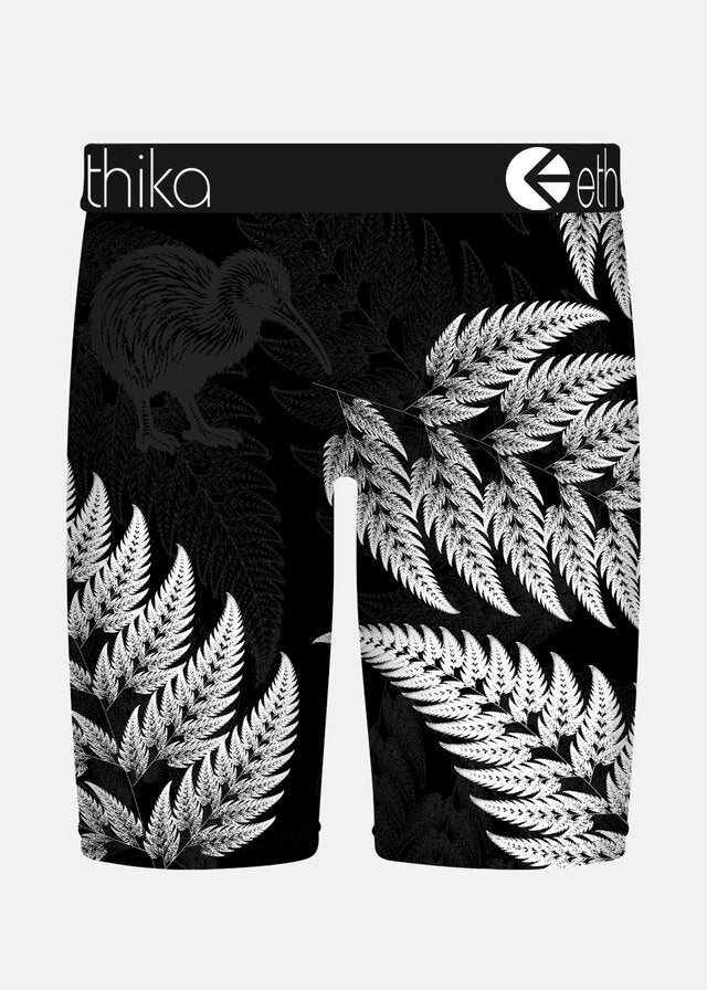 Ethika Mens Silver Legacy Staple Boxers with silver fern design from rear