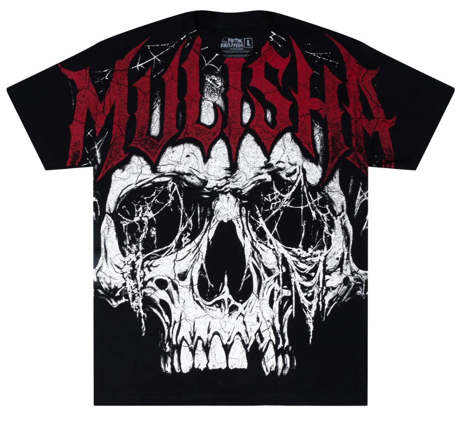 Metal Mulisha Terror Tee with large skull print and branding from the front