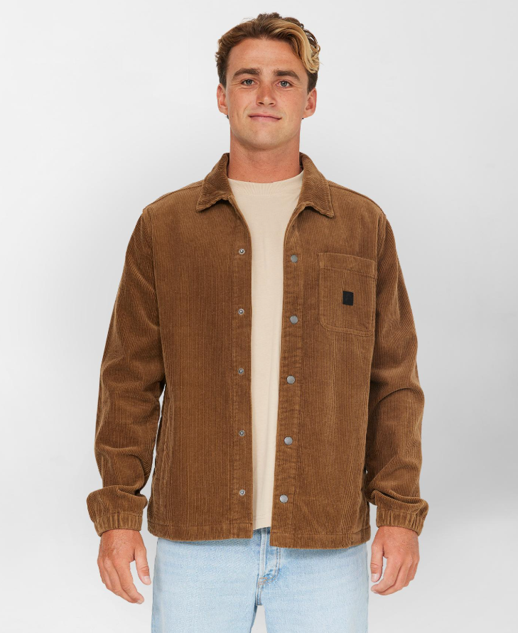 OG Heritage Men's Jacket in carafe brown colourway on model from front