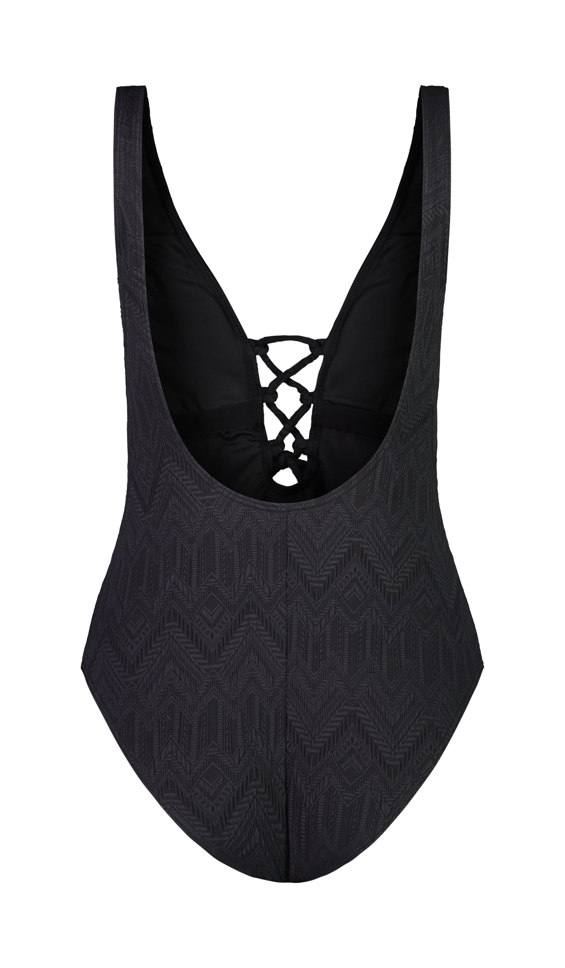 Piha Swimwear Lacing Gelato One Piece Swimsuit in black from rear