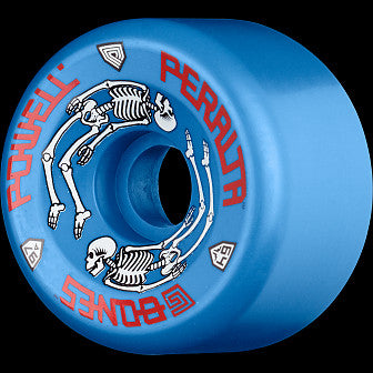 Powell Peralta G-Bones Skateboard Wheels 64mm in color blue with white skull acsents