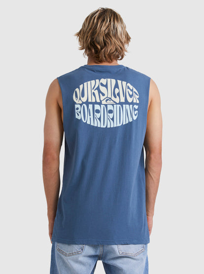 Quiksilver Bold Move Muscle Tee in bering sea blue colourway from back