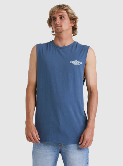 Quiksilver Bold Move Muscle Tee in bering sea blue colourway from front