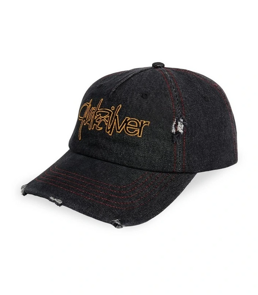 Quiksilver Altered 5 Panel Denim Cap in black denim from the front