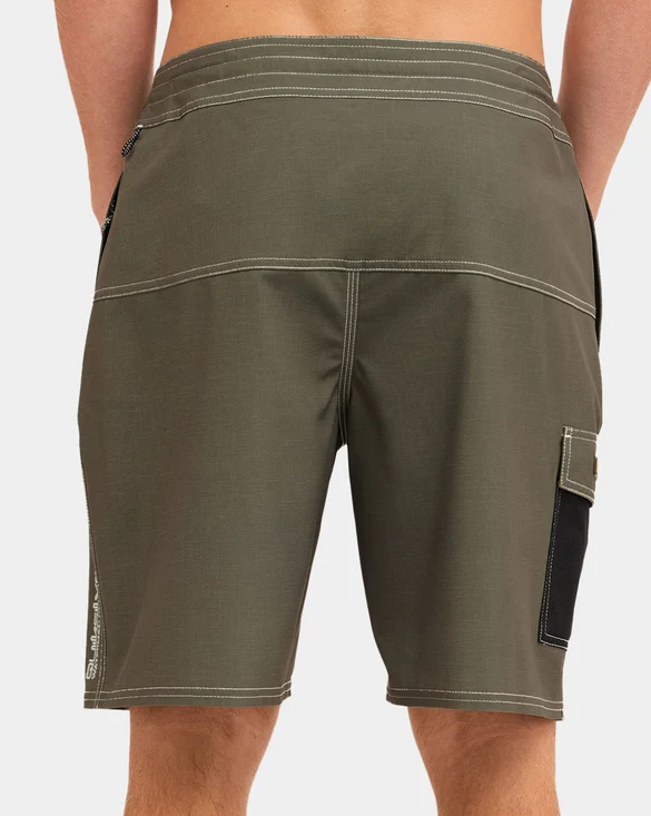 Quiksilver Freshwater 20" Men's Boardshorts in dusty olive colourway close up from the back
