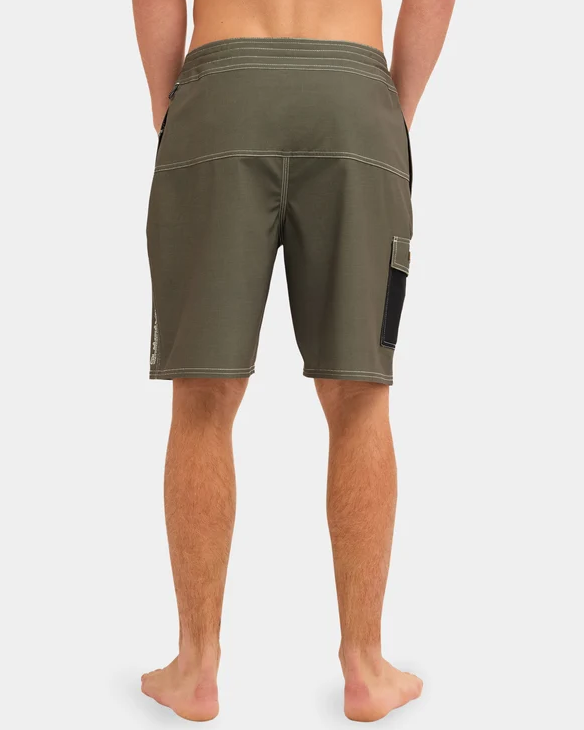 Quiksilver Freshwater 20" Men's Boardshorts in dusty olive colourway close up from the back