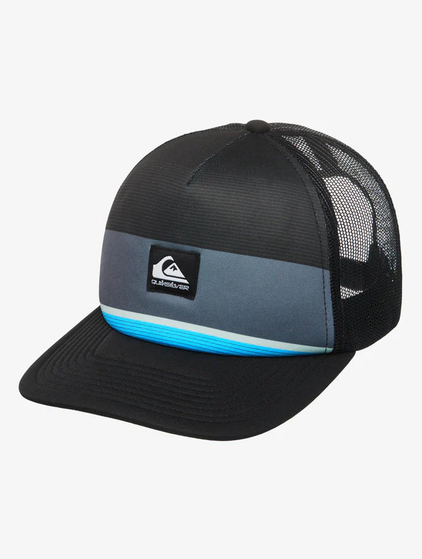 Quiksilver Mens Emu Coop Trucker Cap in black stripe colourway