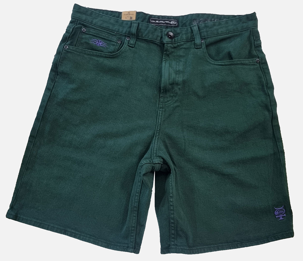 Quiksilver Mercury Baggy Denim Shorts in color Forest night greenFront View