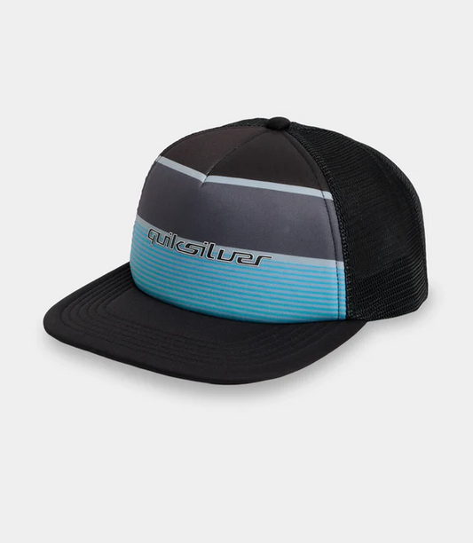 Quiksilver Mini Mesh Boys (2-7) Trucker Cap in black with blue, grey and black front