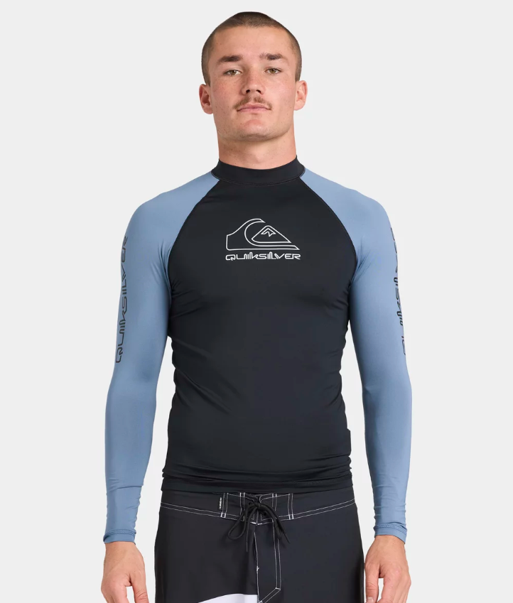 Quiksilver On Tour Longsleeve ID Rash Top in china blue from front