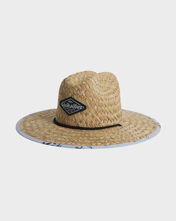 Quiksilver Outsider Waterman Straw Hat
 in natural colourway with light blue trim from the front