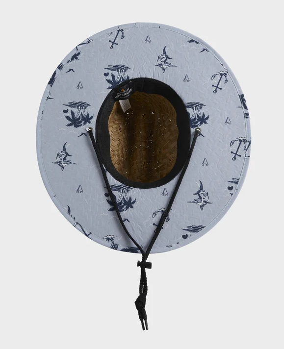 Quiksilver Outsider Waterman Straw Hat
 in natural colourway with light blue trim from the underside