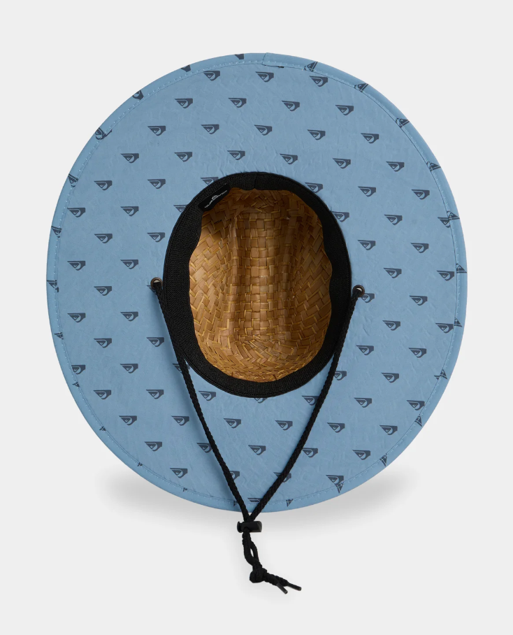 Quiksilver Pierside Print Straw Hat in natural colourway with faded denim printed trim from the underside