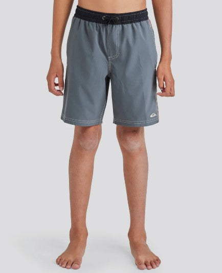 Quiksilver Youth Tai Kehu Pu Tawhiro Volley Shorts in color iron gate front veiw