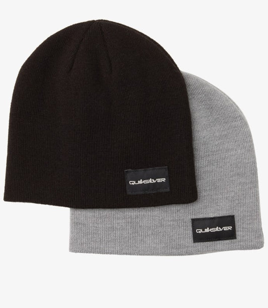Quiksilver Essential Potential 2 Pack Beanies Brown And Grey Colourway 