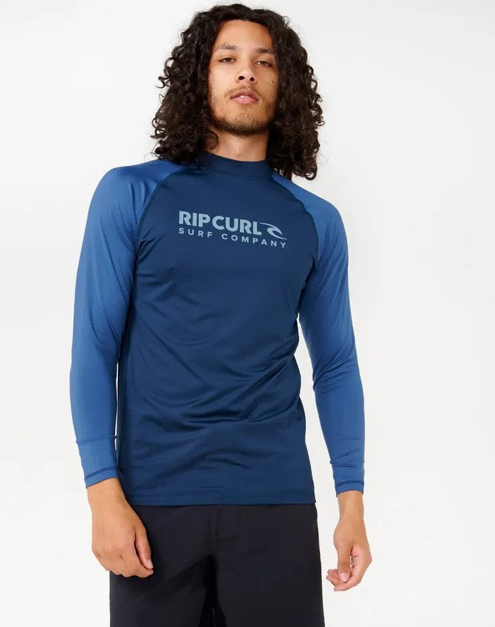 Rip Curl Shock UPF Long Sleeve Rash Top in deep blue