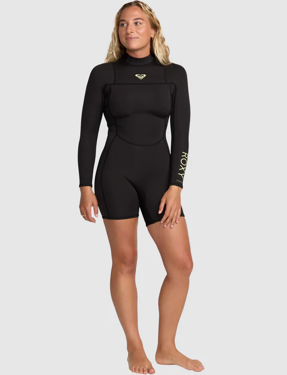 Roxy Prologue 2mm Long Sleeve Women's Wetsuit in black on model from front