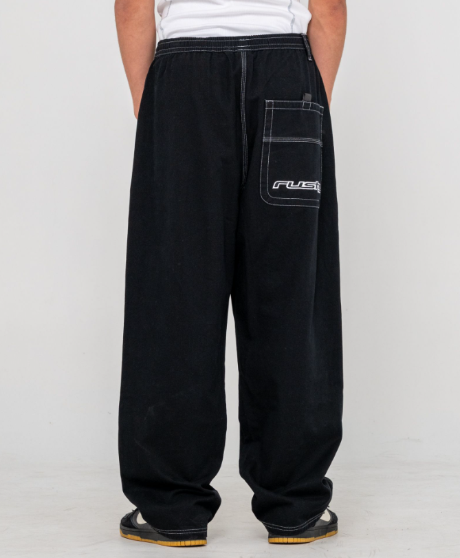 Rusty Flip Daddy Elastic Pants in black from rear
