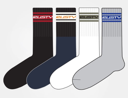 Rusty Pit Crew Mid Calf 4-Sock Pack in multi colour