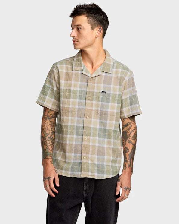 RVCA Mens Gazzy Short sleeve Button Shirt in check multi colour