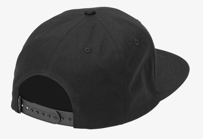 RVCA VA Infield Snapback Cap in black from rear