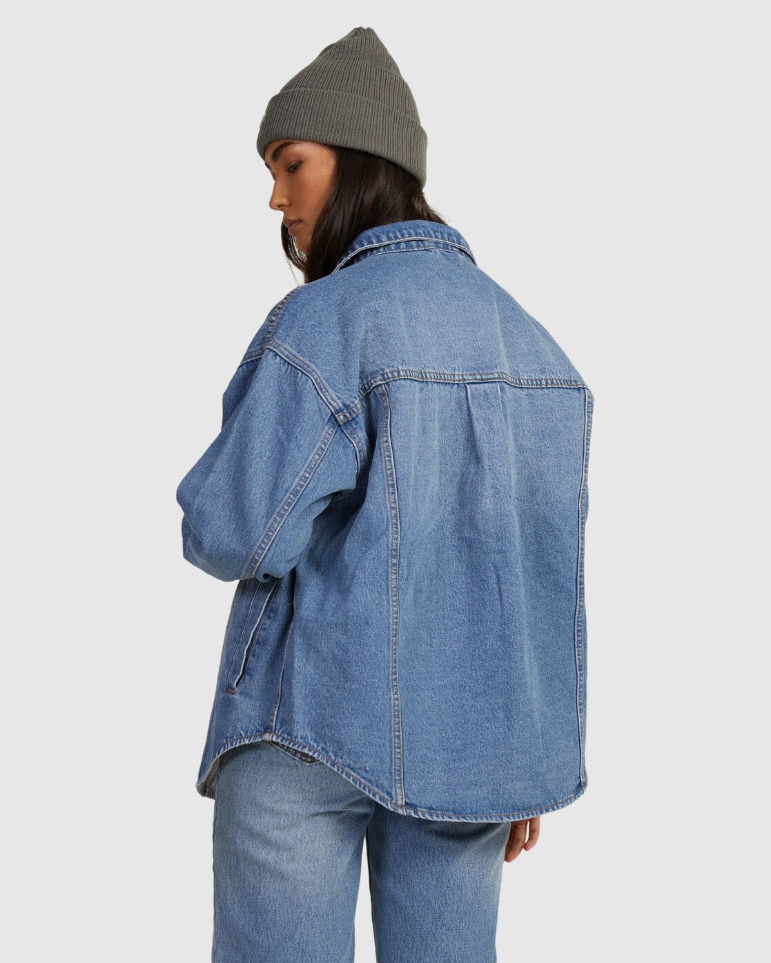 RVCA Womens Indie Denim Shacket Vintage colorway back view