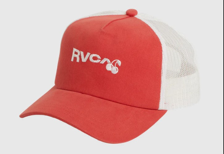 RVCA Cherries Trucker Cap in colour baked apple