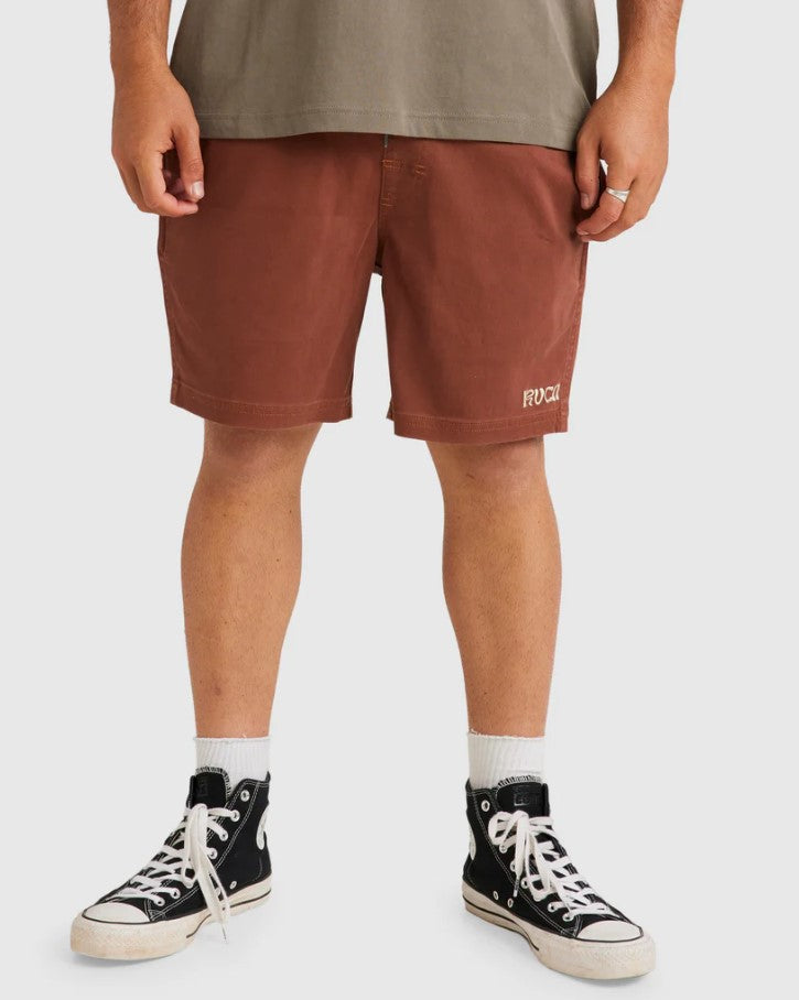 RVCA Escape Elastic Exotica Walkshorts in hazelnut colour